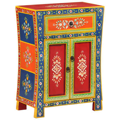 Artisan-Crafted Mango Wood Sideboard with Hand Painted Details