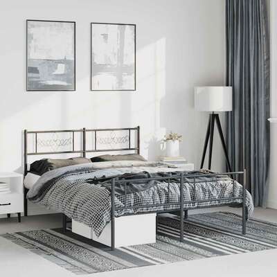 Metal Bed Frame with Headboard and Footboard Queen