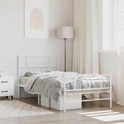 Metal Bed Frame with Headboard and Footboard - King Single