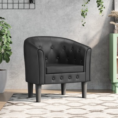 Tub Chair Black Faux Leather Sleeper
