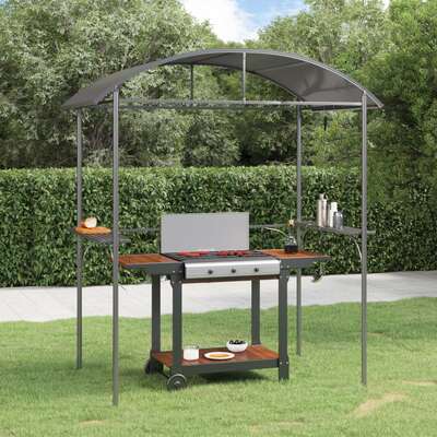 BBQ Gazebo Side Shelves Anthracite Steel 220cm | EXTG