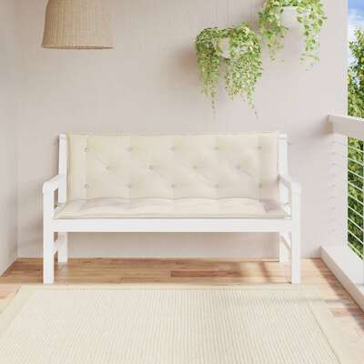 Garden Bench Cushions 2 pcs Cream White Oxford Fabric
