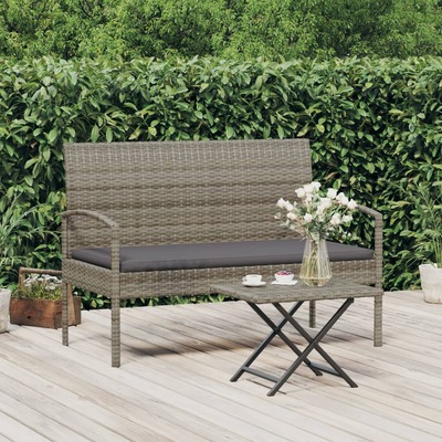 Grey Oasis: Poly Rattan Garden Bench with 105 cm Cushion