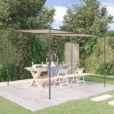 Enchanting Oasis: The Beige Fabric and Steel Gazebo