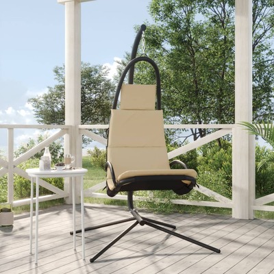 Outdoor Haven: Cushioned Cream Swing Chair - Crafted with Steel & Oxford Fabric