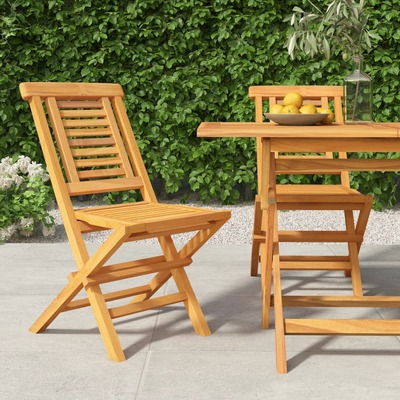 Nature's Retreat: Solid Wood Teak Folding Garden Chairs (Set of 2)