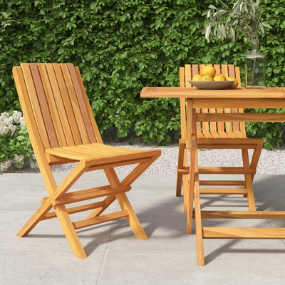 Natural Comfort: 2-Piece Folding Teak Wood Garden Chairs