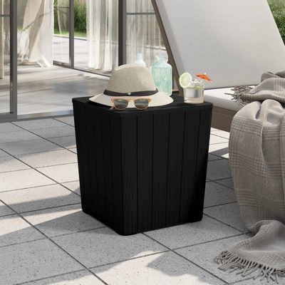 Versatile Opulence: Black Polypropylene Garden Table with Detachable Lid