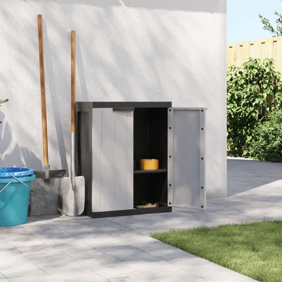 Grey and Black Outdoor Storage Cabinet
