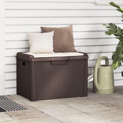Garden Storage Box with Seat Cushion Brown