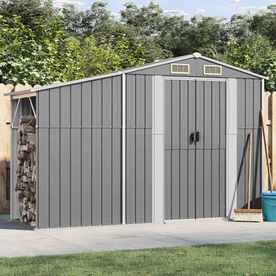 Modern Oasis: Grey Galvanised Steel Garden Shed