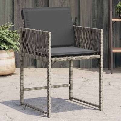 Comfort:Garden Chairs with Cushions 4 pcs Grey Poly Rattan