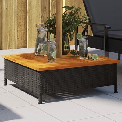 Parasol Base Cover Blac Poly Rattan and Acacia