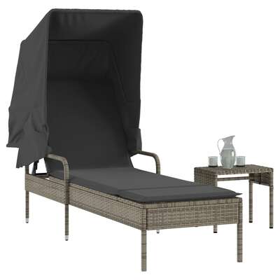 Contemporary Sun Lounger with Canopy and Indoor Outdoor Use Summer 