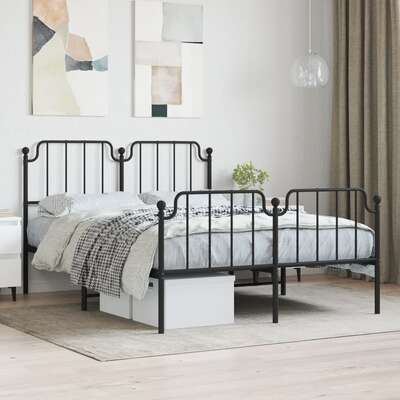 Elegance: Metal Bed Frame with Headboard and Footboard Queen Size