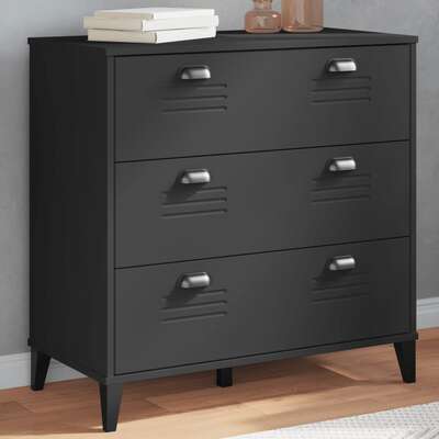 Stylish and Durable Black Engineered Wood Drawer Cabinet: Stylish Storage