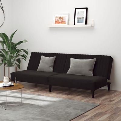 2-Seater Sofa Bed Black Velvet