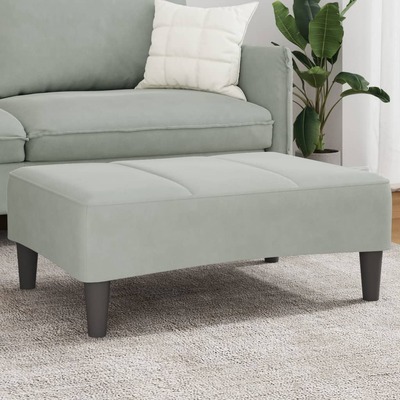 Chic Light Grey Velvet Footstool: Ideal for Living Rooms and Bedrooms