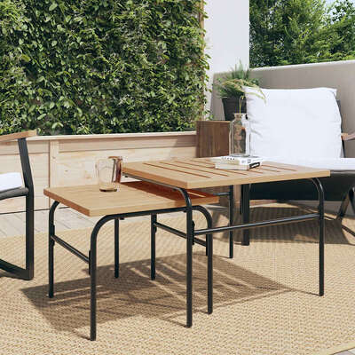 Stylish Garden Nest Coffee Tables: 2-Piece Set in Brown & Black Steel