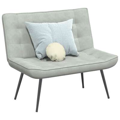 Bench Light Grey Velvet Hall Bench Chair Sofa Couch Settee Upholstered