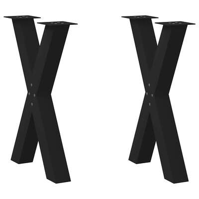 Dining Table Legs X-Shaped 2 pcs Black Steel table leg