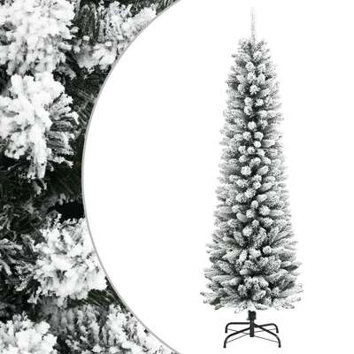 Artificial Slim Christmas Tree with Flocked Snow Xmas Tree PVC and PE