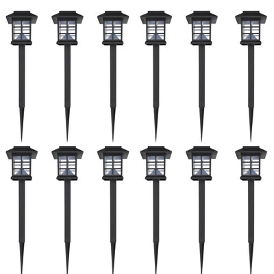 Outdoor Solar Lamp LED Light Set 12 pcs with Spike 8.6 x 8.6 x 38 cm