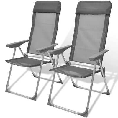 Foldable Adjustable Camping Chairs Aluminium Set of 2