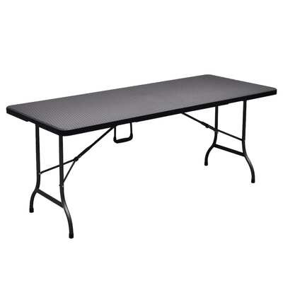 Folding Garden Table Black HDPE Imitation Rattan