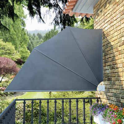 Collapsible Balcony Side Awning Grey 