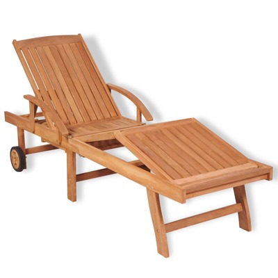Sun Lounger Solid Teak Wood