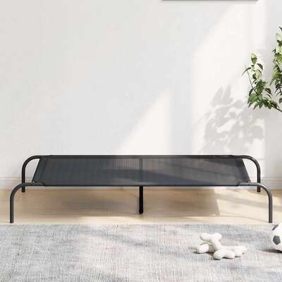 Elevated dog bed with breathable black Textilene mesh and strong steel frame