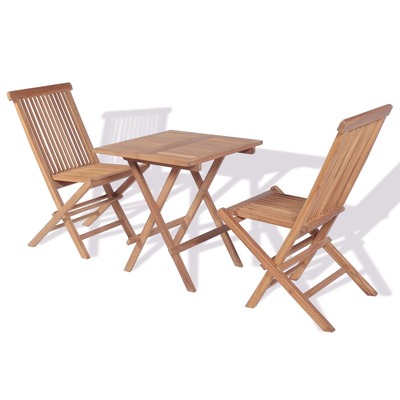 3 Piece Folding Bistro Set Solid Teak Wood