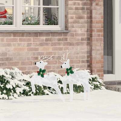 Versatile LED Reindeers 2 pcs Cold White Fabric - Soft Upholstery