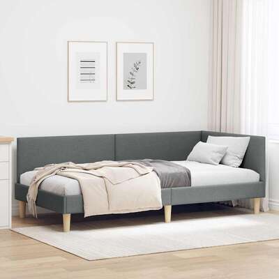 Versatile Corner Bed Frame Other with Headboard Dark grey