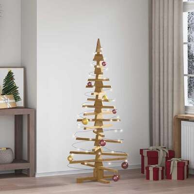 Minimalist Wooden Christmas Tree with Stand Brown 150cm Solid pine wood