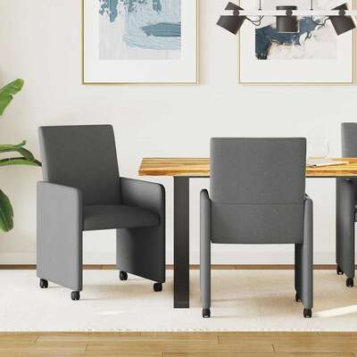 Stylish Dining Chairs 2 pcs Dark grey Fabric - Sleek Modern Look