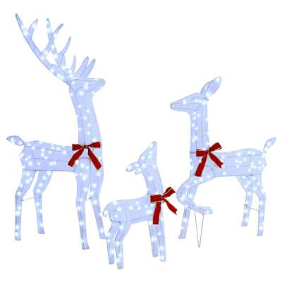 Minimalist Reindeer Family 3 pcs Cold white Fabric - Durable