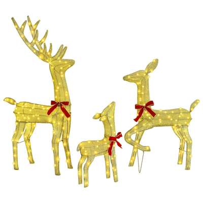 Stylish Reindeer Family 3 pcs Warm white Fabric - Sleek Modern Look