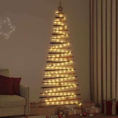Functional Christmas Tree with 130 LEDs Natural 210cm Solid Ash wood - Home