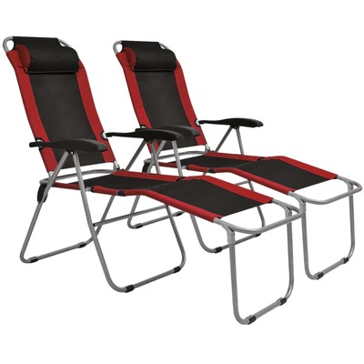 Reclining Camping Chairs 2 pcs Red and Black