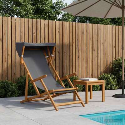 Grey Eucalyptus Deck Chair 3 Position 67.5x113x103cm