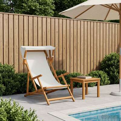 Outdoor Deck Chair Solid Wood 67.5x113x103cm