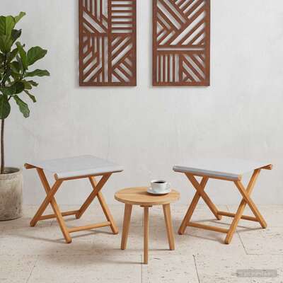 Outdoor Deck Chair Solid Wood Cream 41x42x36.5cm