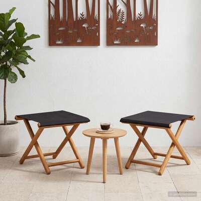 Outdoor Deck Chair Solid Wood Black 41x42x36.5cm