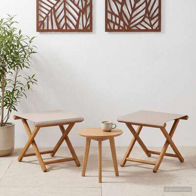 Outdoor Deck Chairs Solid Wood Beige 41x42x36.5cm