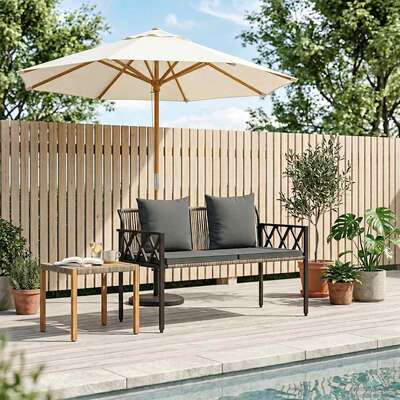 2 Seater Poly Rattan Outdoor Bench Grey | EXTG