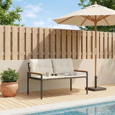 2-Seater Outdoor Poly Rattan Bench Cream | EXTG