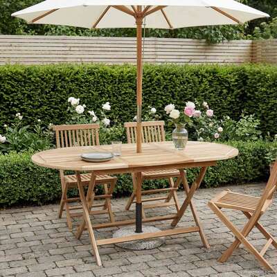 Folding Garden Table Natural Wood 160x80x76cm