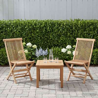 Folding Garden Chair Natural Wood 47.5x61x89cm